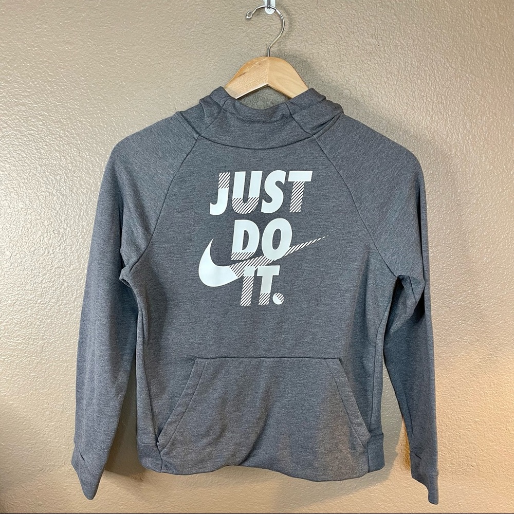 Nike Hoodie Just Do It Boys Gray and White